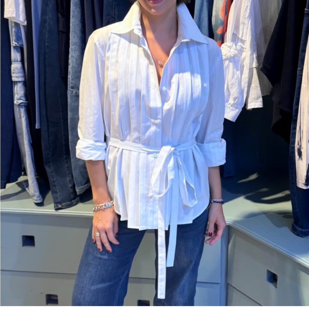 Liviana Conti Striped Wrap‎ Tie Shirt Size 46 (US 16)
